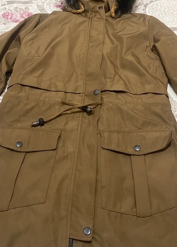 Kürk Detaylı Kapüşonlu Bej Kadın Mont - Görsel 2