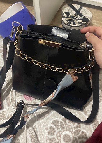 Siyah Yılan Desenli Deri Kadın Çanta - Görsel 4