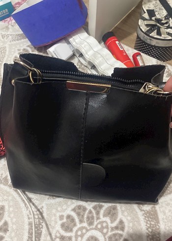 Siyah Yılan Desenli Deri Kadın Çanta - Görsel 2