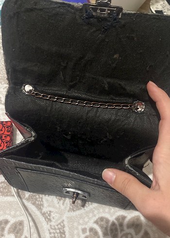 Kilitli Siyah Deri Kadın Çanta - Görsel 2