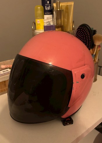Parlak Pembe Grunge Punk Motosiklet Kaskı