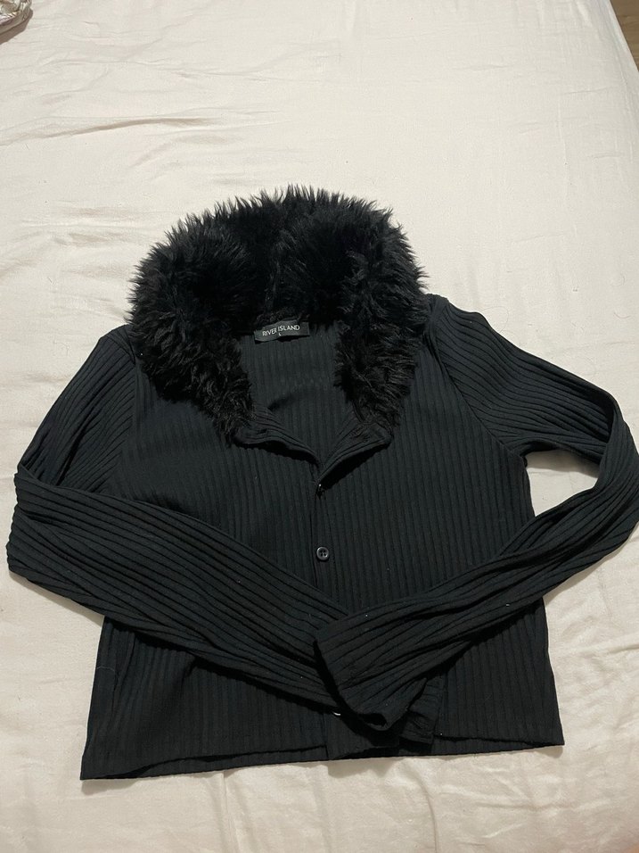 Kürk Detaylı Siyah Kadın Midi Kaban - Görsel 2