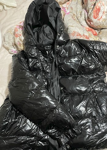 Kadın Siyah Parlak Midi Kaban - Görsel 3