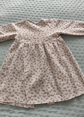 Bej Baskılı Uzun Kollu Kız Elbise - Görsel 3