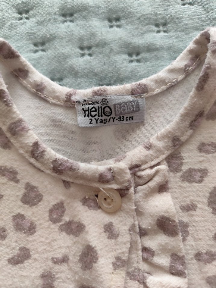 Bej Baskılı Uzun Kollu Kız Elbise - Görsel 2