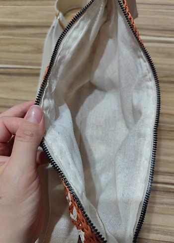 Diğer Kahverengi Nakışlı Örgü Bohem Çanta