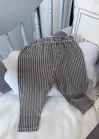 Kız Çocuk Gri Kareli Pilili Tayt - Görsel 2