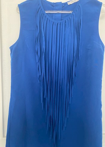 Mavi Püsküllü Midi Bohem Elbise - Görsel 2