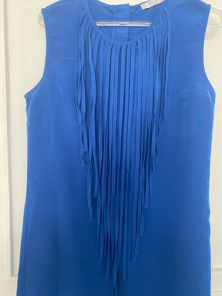 Mavi Püsküllü Midi Bohem Elbise - Görsel 2