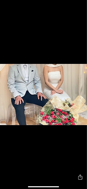 Straplez kalem etek beyaz nikah elbisesi - Görsel 4