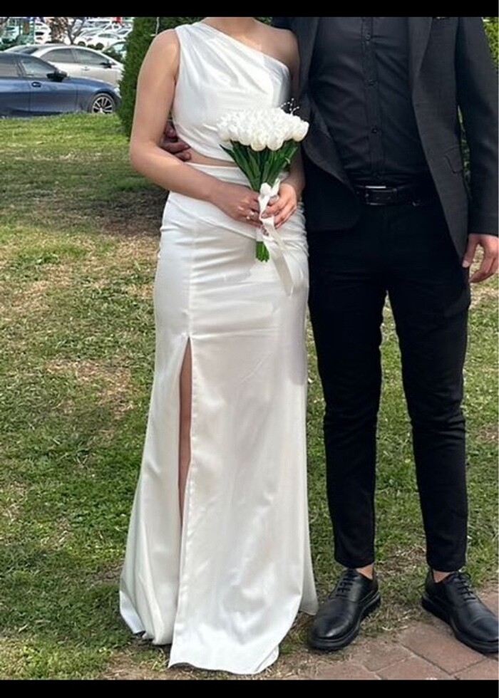 Tek omuz zaten nikah elbisesi - Görsel 2