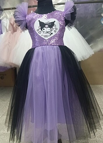 KUROMİ BASKILI PULLU ELBİSE 