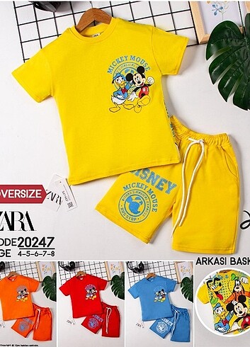 Mickey mouse ve arkadaşları baskılı takım 