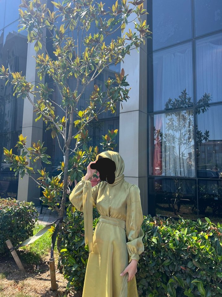 Yesil Uzun Kollu Drapeli Kadın Elbise - Görsel 2