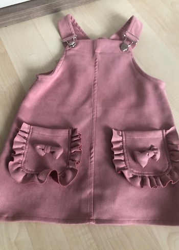 Pembe Süet Kız Çocuk Salopet Elbise