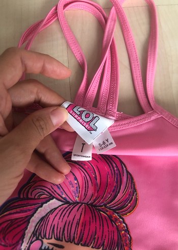 Defacto Kız Çocuk 3 yaş pembe lol bebekli mayo ve deniz ayakkabısı
