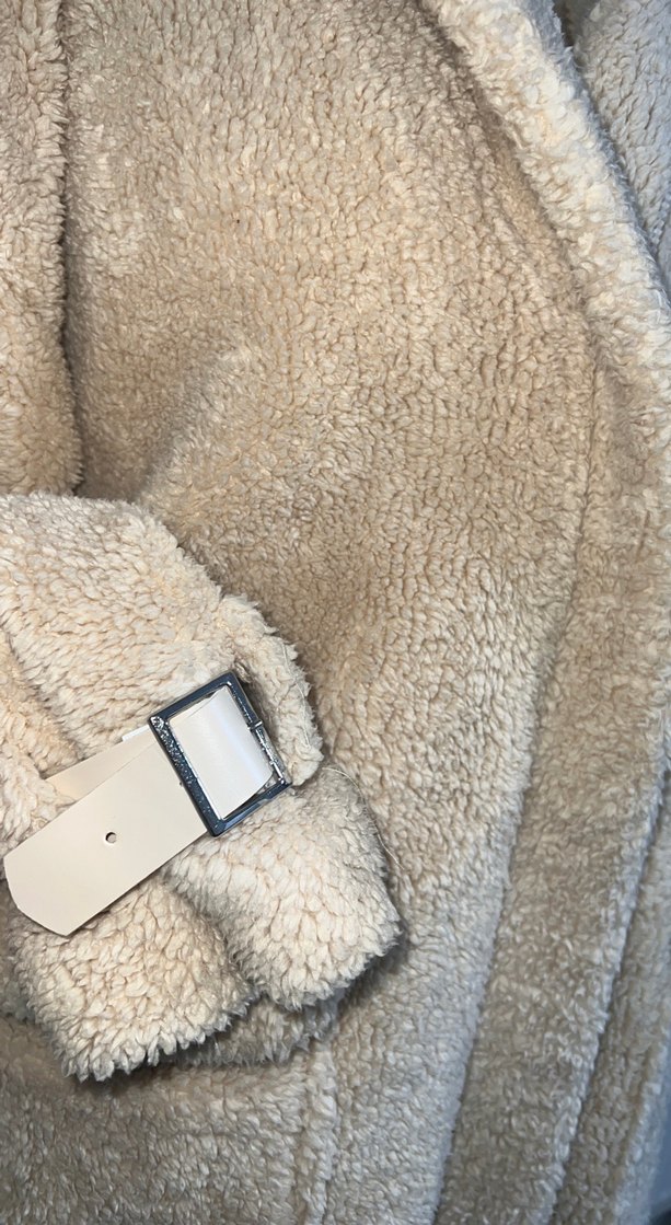 Bej Kadın Peluş Cep Detaylı Midi Ceket - Görsel 2