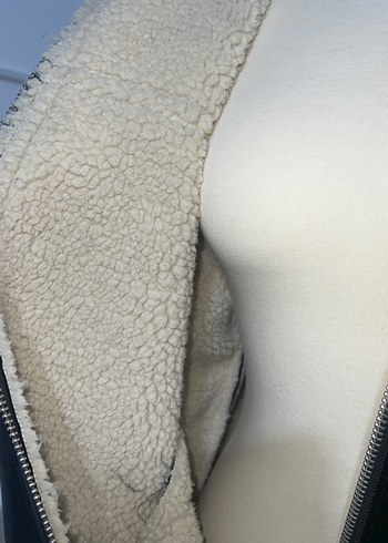 Kürk Detaylı Siyah Deri Biker Ceket - Görsel 3