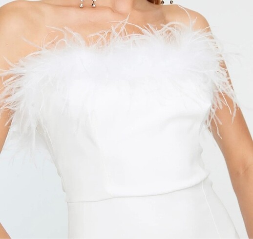 Trendyol & Milla Bridal Beyaz Otrişli Elbise