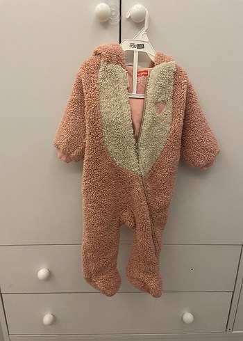 Pembe Peluş Detaylı Bebek Tulum