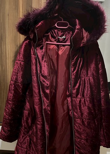 Kürklü Bordo Kadın Kışlık Mont - Görsel 2