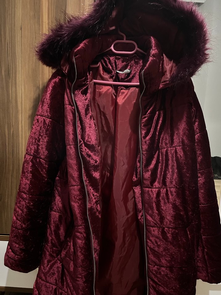 Kürklü Bordo Kadın Kışlık Mont - Görsel 2