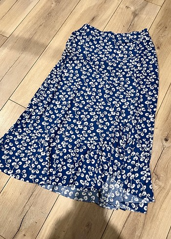 Lacivert Piliseli Bohem Midi Etek - Görsel 2