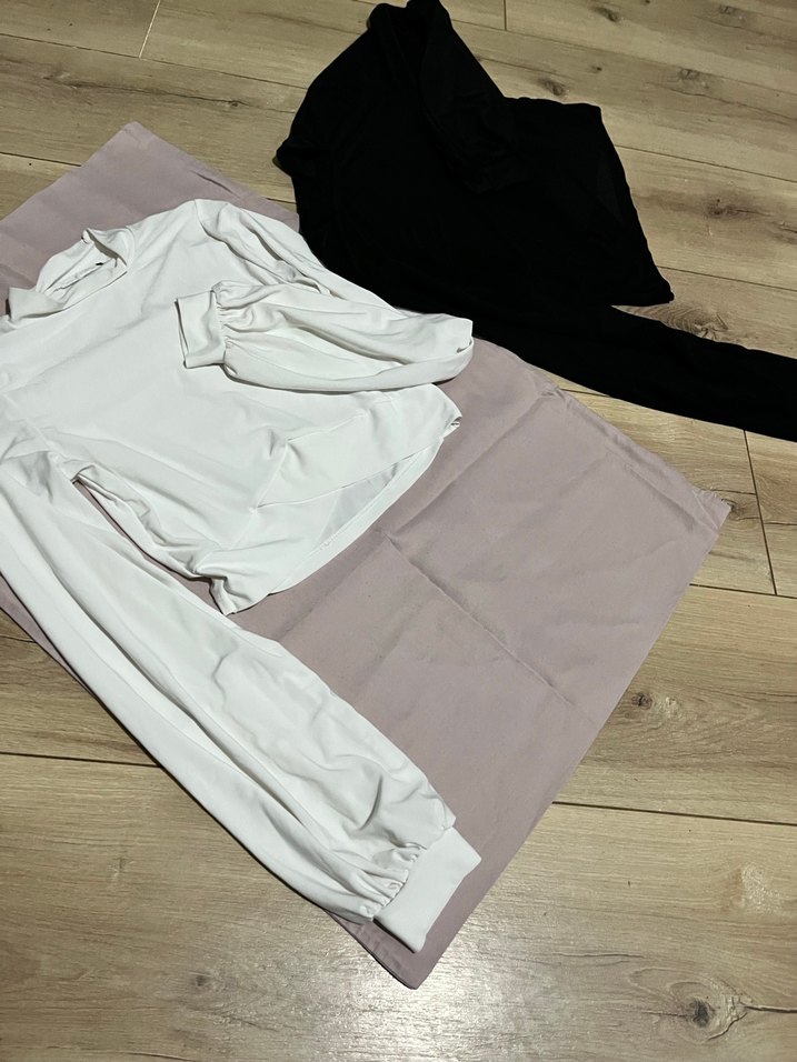 Beyaz Pamuklu Uzun Kollu Tişört - Görsel 2