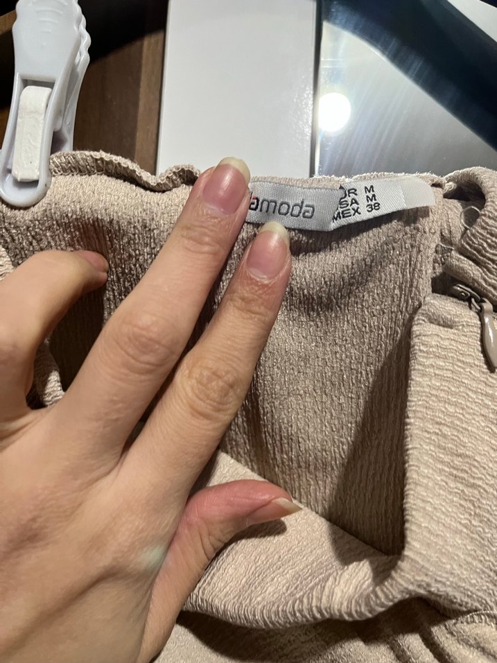 Bej Keten Drapeli Kadın Uzun Etek - Görsel 2