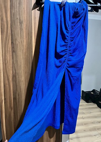 Drapeli Lacivert Uzun Kadın Etek - Görsel 2