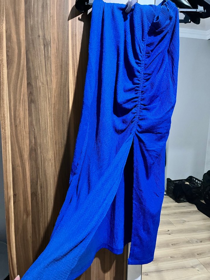 Drapeli Lacivert Uzun Kadın Etek - Görsel 2