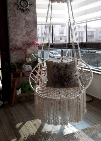 Bej İp Detaylı Asılır Sepet - Görsel 2