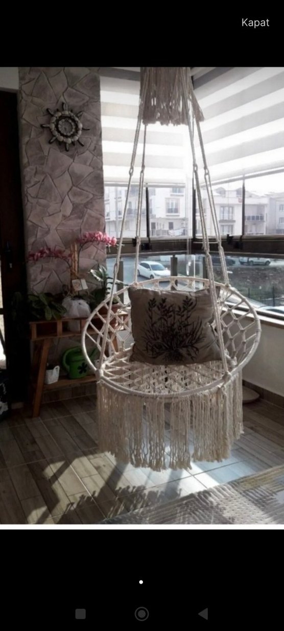 Bej İp Detaylı Asılır Sepet - Görsel 2