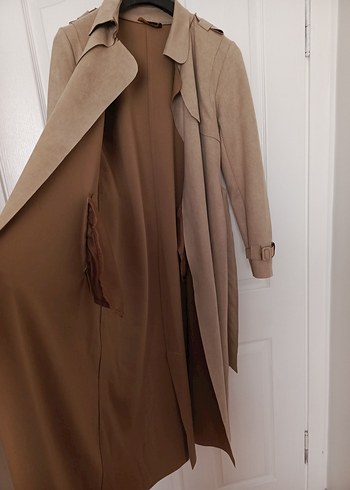 Süet Kemerli Uzun Kaban - Görsel 5