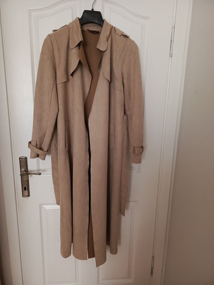 Süet Kemerli Uzun Kaban - Görsel 4