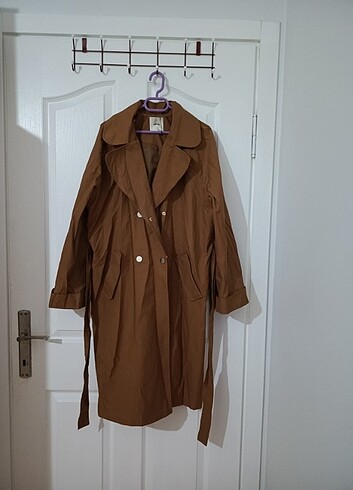 KOTON TARÇIN-KAHVE KEMER VE DÜĞME DETAYLI CEPLİ TRENÇKOT - Görsel 2