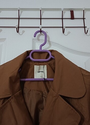 KOTON TARÇIN-KAHVE KEMER VE DÜĞME DETAYLI CEPLİ TRENÇKOT - Görsel 6