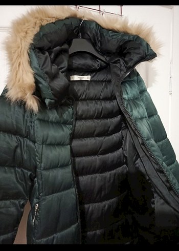 MANGO Kürklü Kapüşonlu Kapitoneli Uzun Şişme Anorak Mont - Görsel 7