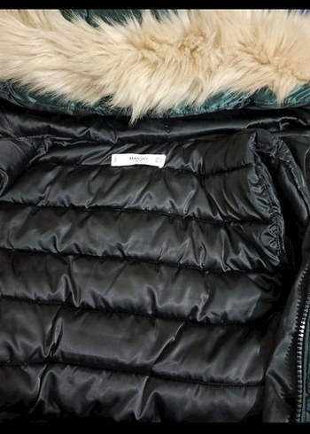 MANGO Kürklü Kapüşonlu Kapitoneli Uzun Şişme Anorak Mont - Görsel 9