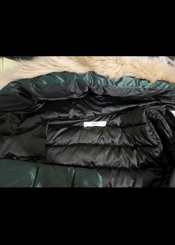 MANGO Kürklü Kapüşonlu Kapitoneli Uzun Şişme Anorak Mont - Görsel 11