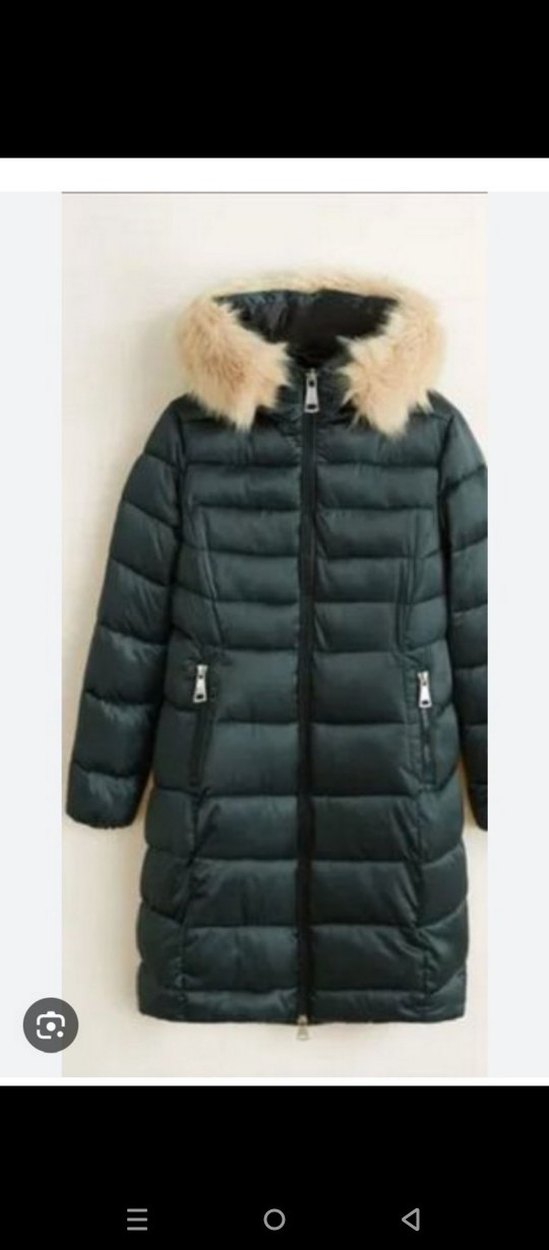 MANGO Kürklü Kapüşonlu Kapitoneli Uzun Şişme Anorak Mont - Görsel 4