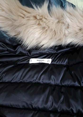 MANGO Kürklü Kapüşonlu Uzun Şişme Mont - Görsel 8