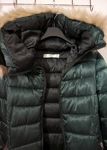 MANGO Kürklü Kapüşonlu Uzun Şişme Mont - Görsel 5