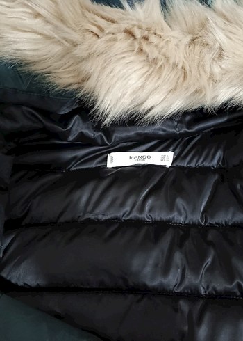 MANGO Kürklü Kapüşonlu Uzun Şişme Mont - Görsel 12