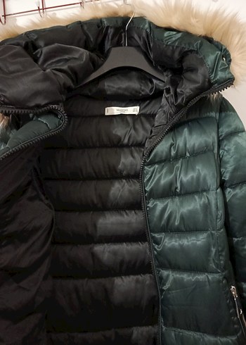 MANGO Kürklü Kapüşonlu Uzun Şişme Mont - Görsel 6