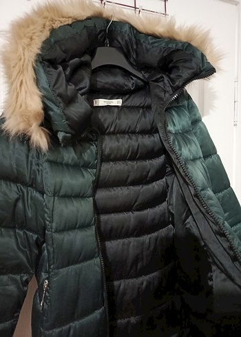 MANGO Kürklü Kapüşonlu Uzun Şişme Mont - Görsel 7