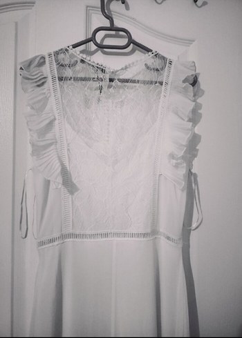 Beyaz Uzun Elbise - Görsel 4