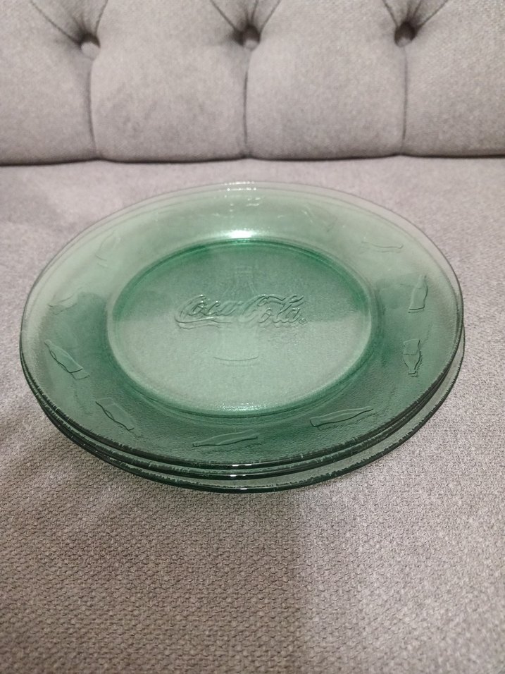 Yeşil Nostaljik Coca-Cola Tabak 3 tane - Görsel 2