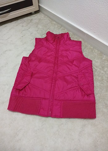Pembe Fermuarlı Yüksek Yaka Kadın Yelek