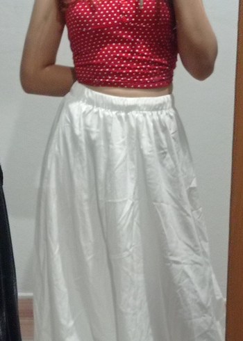 uzun beyaz balon etek - Görsel 2